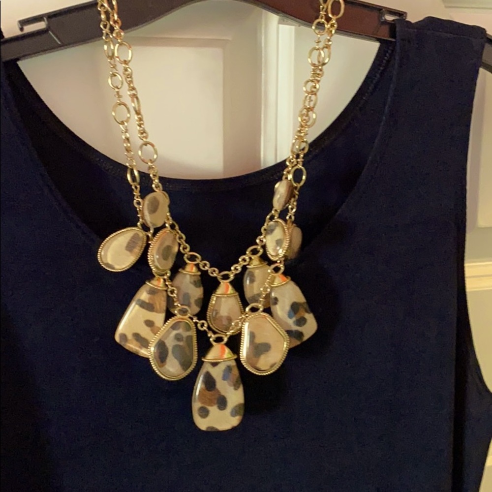 Reversible leopard print statement Necklace